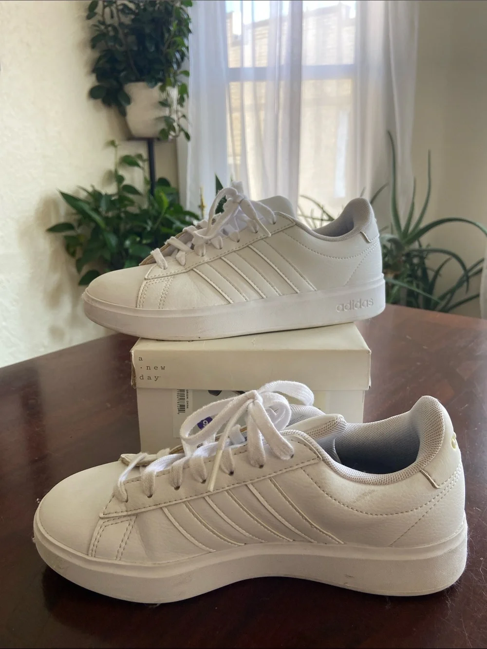 adidas White Low-Top Lace Sneakers